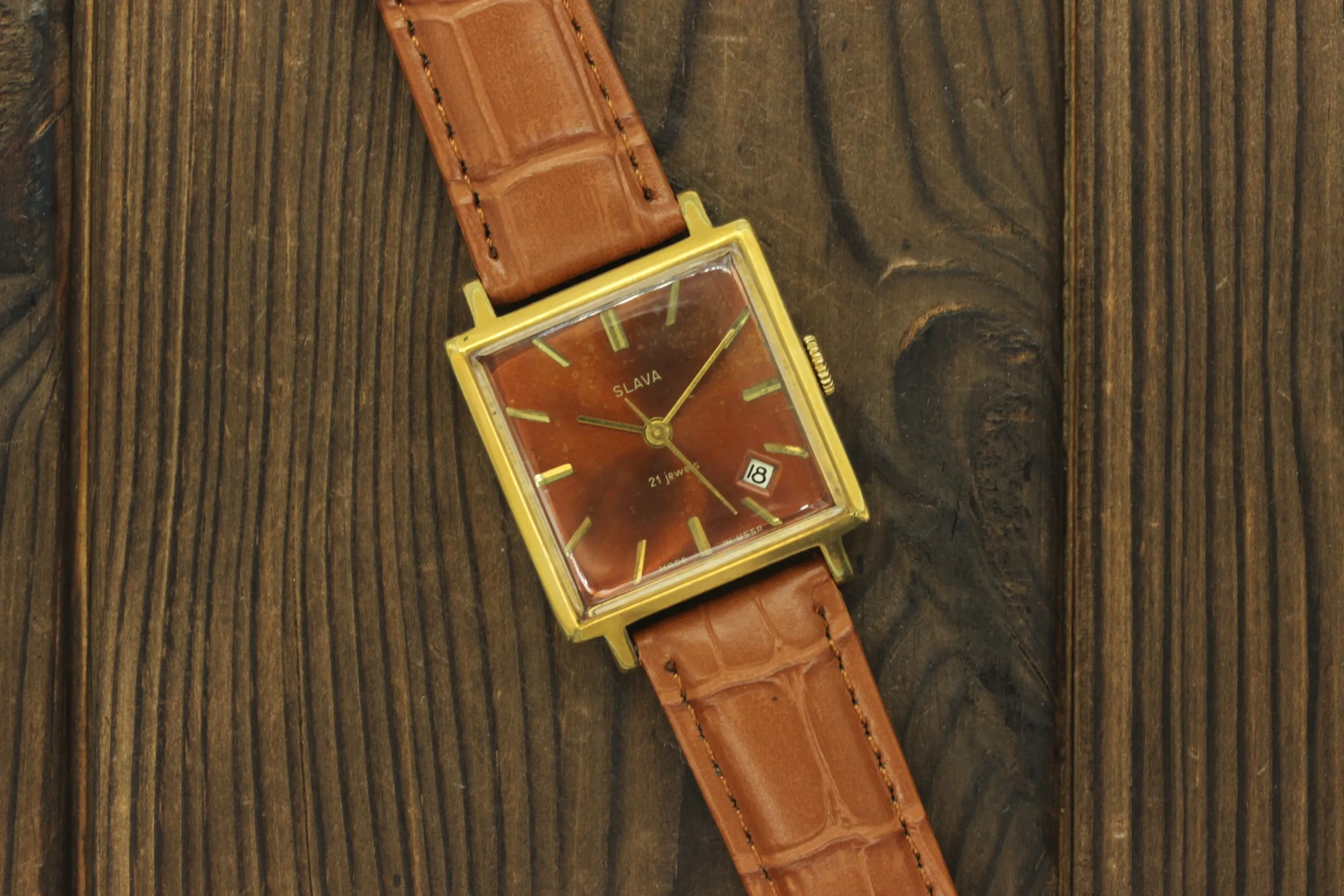 Vintage Soviet square dress watch SLAVA