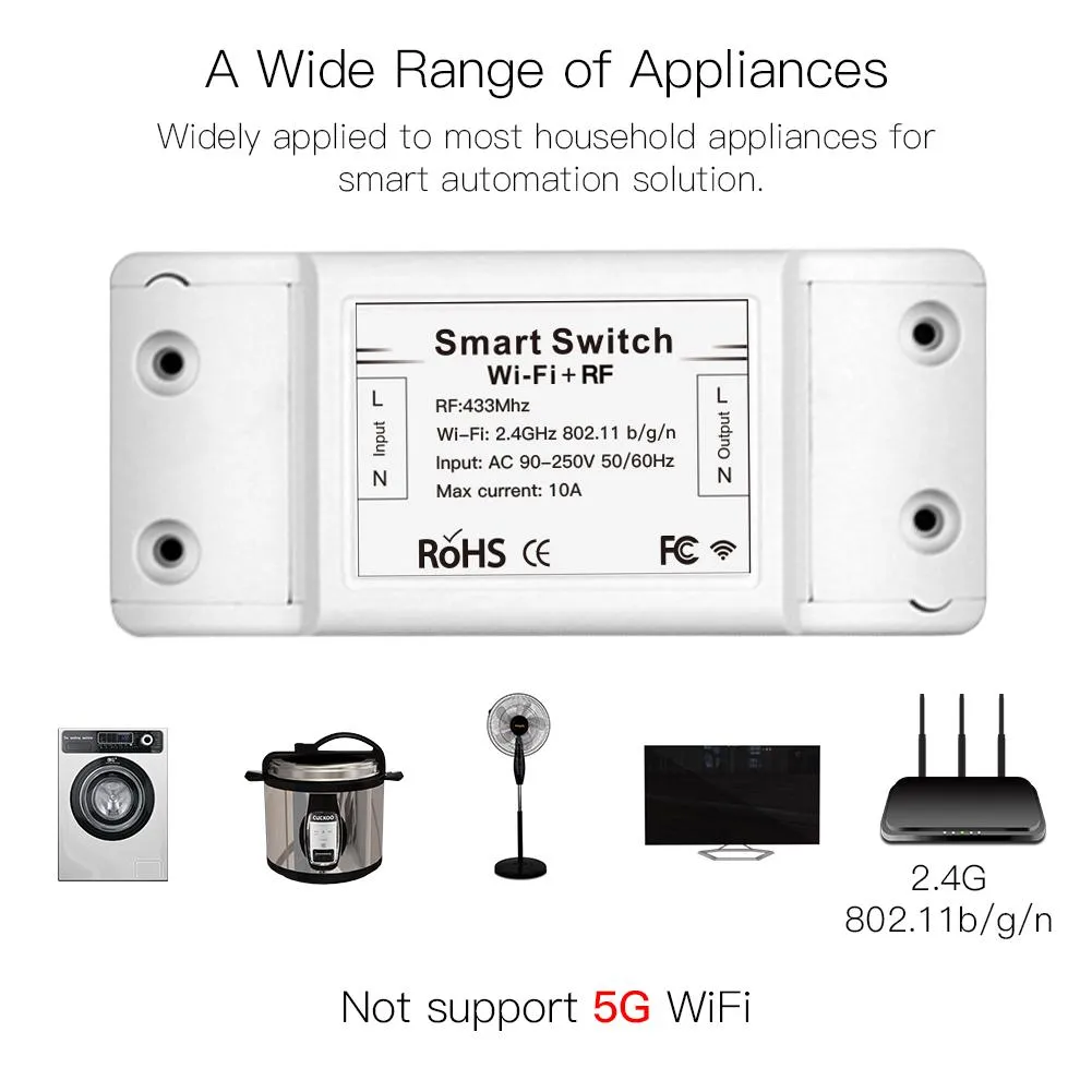 WiFi RF DIY  Smart Light Switch Module Universal Breaker Timer Works with Alexa Google Home