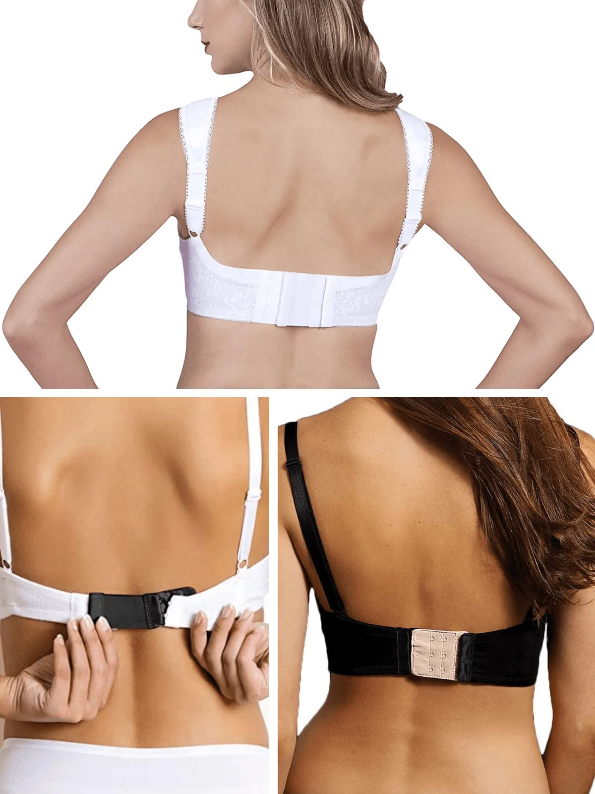 Women's Bra Extender Bra 3 Pcs Pack Black/White/Nude