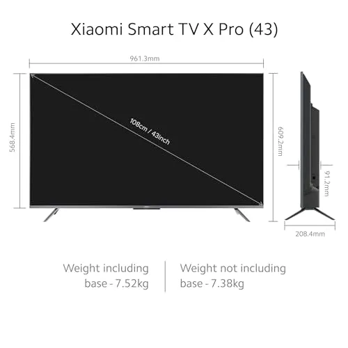 Xiaomi 108 cm (43 inches) X Pro 4K Dolby Vision IQ Series Smart Google TV L43M8-5XIN (Black)