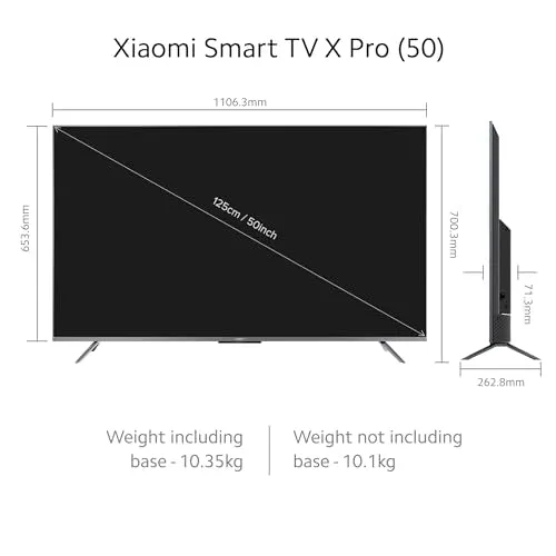 Xiaomi 125 cm (50 inches) X Pro 4K Dolby Vision IQ Series Smart Google TV L50M8-5XIN (Black)