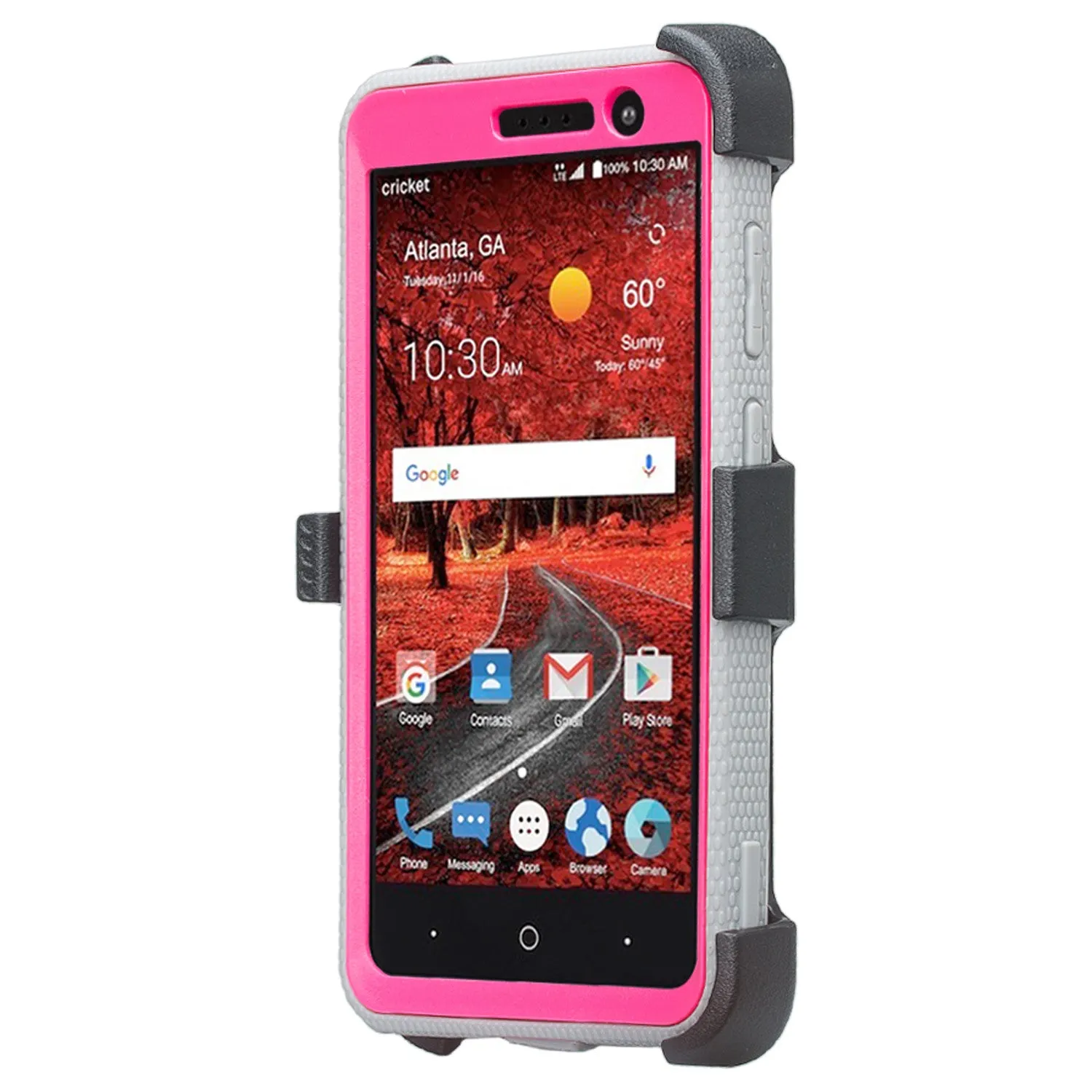 ZTE Blade Spark Z971, ZTE ZMAX One, ZTE Grand X4, X 4 Case, Rugged [Built-in Screen Protector] Heavy Duty Holster Shell Combo Cover - Hot Pink