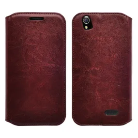 ZTE Grand X | Mimosa X | Z777 Case, Magnetic Fold[Kickstand] Pu Leather Wallet Case with ID & Credit Card Slots - Brown