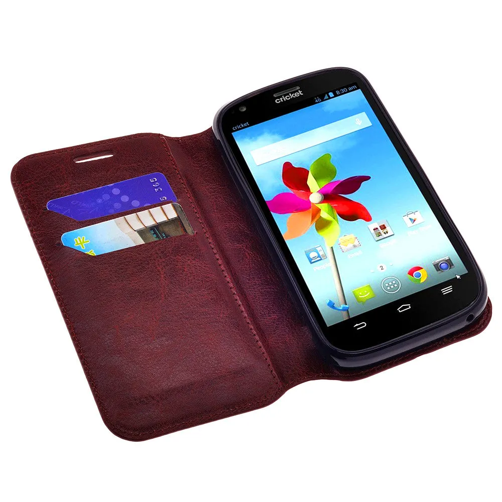 ZTE Grand X | Mimosa X | Z777 Case, Magnetic Fold[Kickstand] Pu Leather Wallet Case with ID & Credit Card Slots - Brown